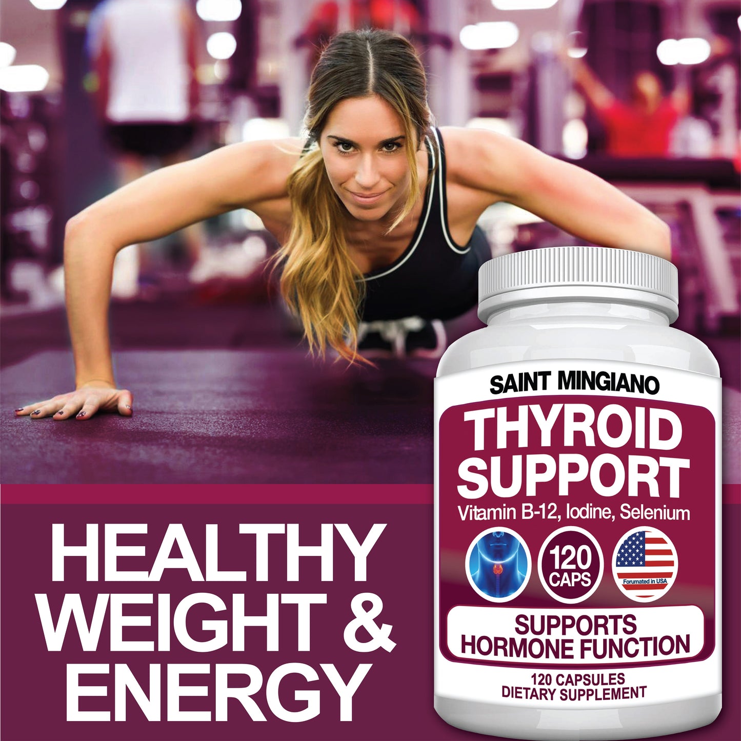 Thyroid Support Supplement with Iodine |120 Capsules to Help Body Mass & Improve Energy - Renee Lane Company