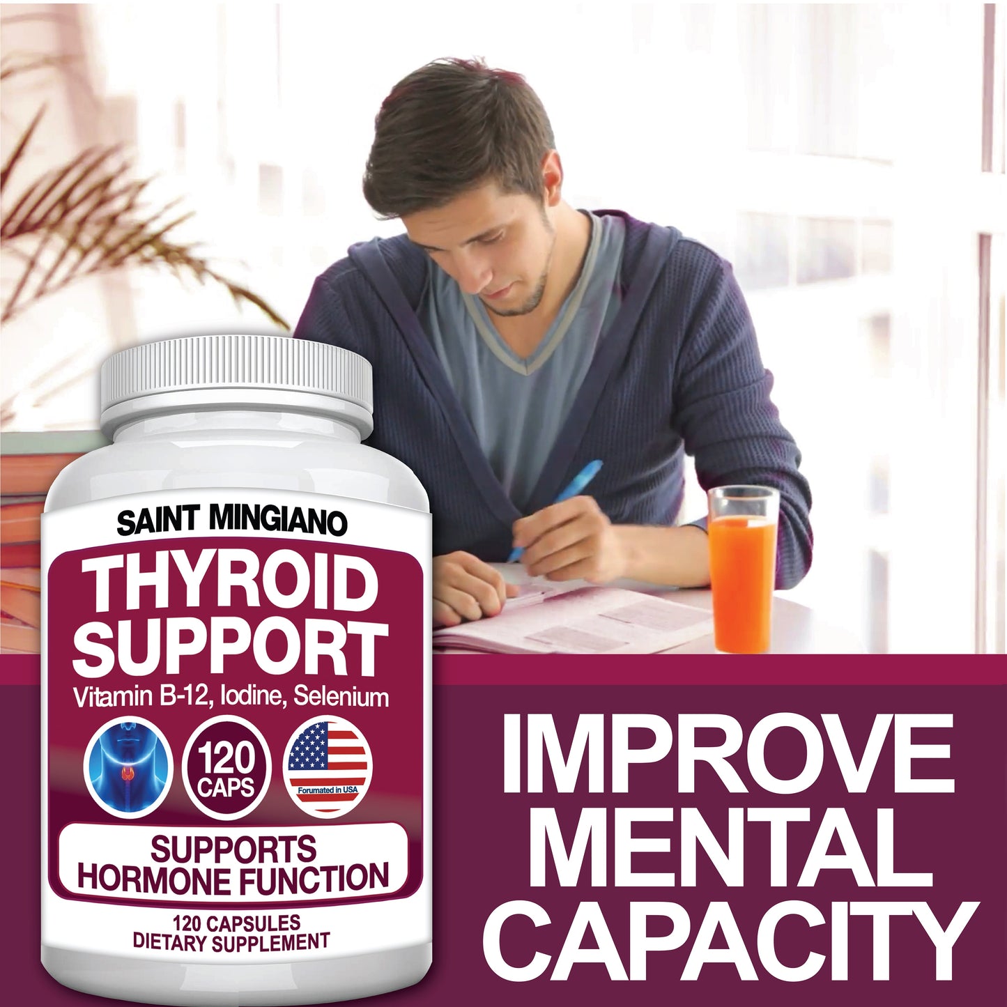 Thyroid Support Supplement with Iodine |120 Capsules to Help Body Mass & Improve Energy - Renee Lane Company