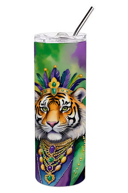 Tiger the King of Mardi Gras Stainless Steel Skinny Tumbler Vacuum Double Walled Reusable Insulated Tumbler Travel Cup for Coffee Cocktails Gift with Lid, 20 oz - Renee Lane Company