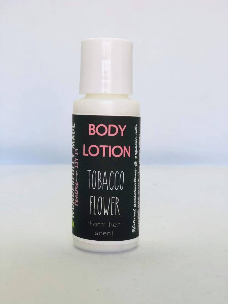 Tobacco Flower Lotion/Natural Preservative / herbal / hand lotion / Calendula / travel size lotion / novelty woman gift / handmade / organic - Renee Lane Company