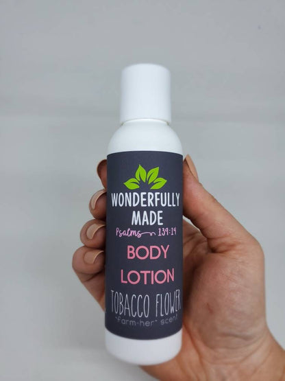 Tobacco Flower Lotion/Natural Preservative / herbal / hand lotion / Calendula / travel size lotion / novelty woman gift / handmade / organic - Renee Lane Company