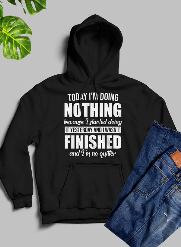 Black printed hoodie with drawstring hood and kangaroo pocket