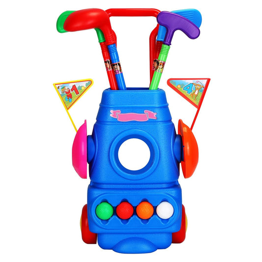 Toddler Golf Set with 4 Balls 4 Clubs 2 Holes 2 Flags Golf Cart Indoor Outdoor Golf - Renee Lane Company