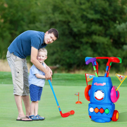 Toddler Golf Set with 4 Balls 4 Clubs 2 Holes 2 Flags Golf Cart Indoor Outdoor Golf - Renee Lane Company