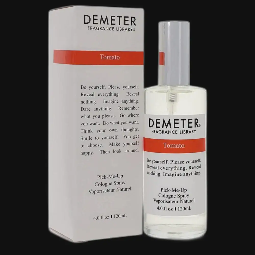 Tomato by Demeter cologne spray bottle with silver cap and matching retail box
