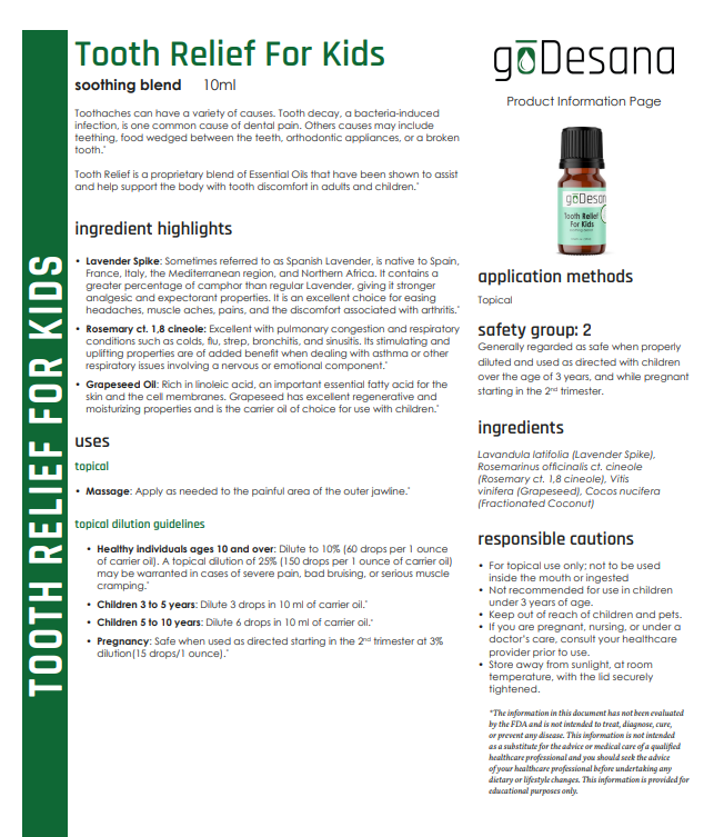 Tooth Relief Essential Oil - Renee Lane Company