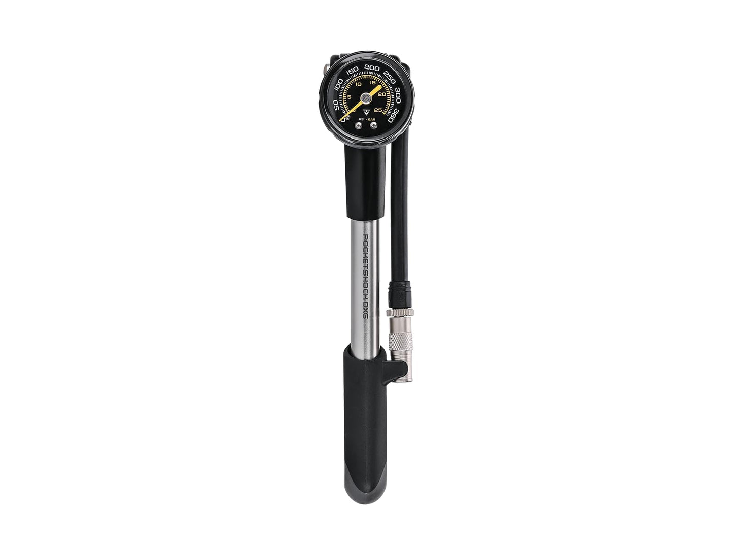 Topeak 360 PSI/24.8 Bar Pocket Shock DXG With Dial Gauge  Black/Silver - Renee Lane Company
