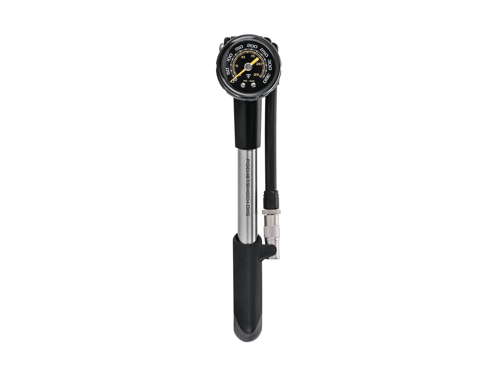 Topeak 360 PSI/24.8 Bar Pocket Shock DXG With Dial Gauge  Black/Silver - Renee Lane Company