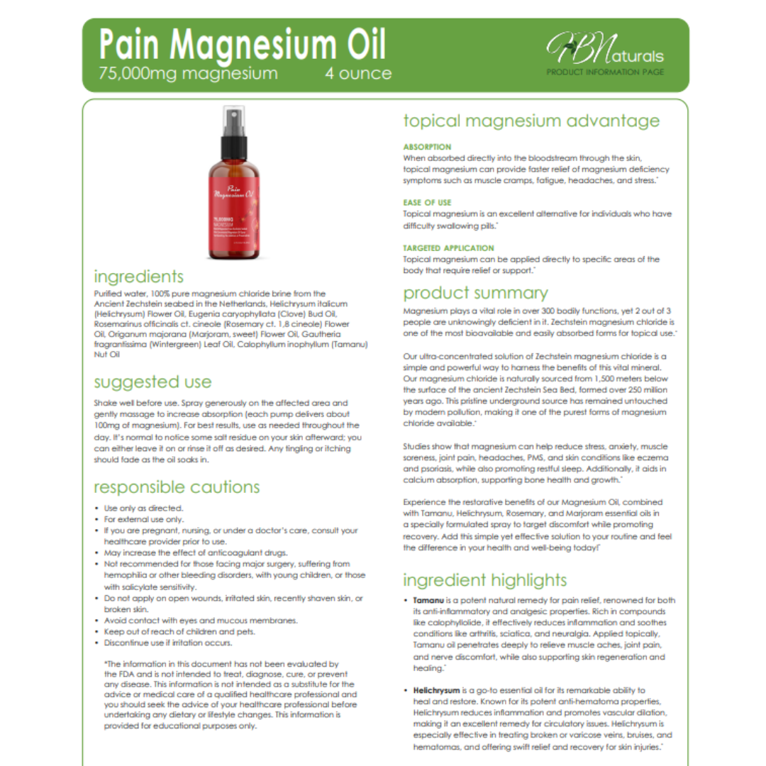 Topical Magnesium Oils - Magnesium, Pain, Sleep, and Wild Yam | 75,000 mg | 4 oz Bottles - Renee Lane Company