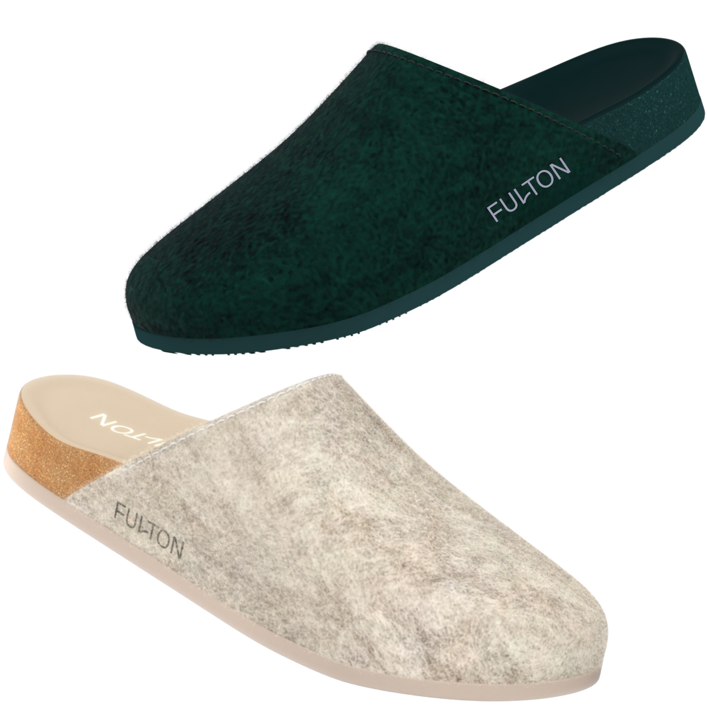 Forest green house shoe with textured upper and molded slip-on sole