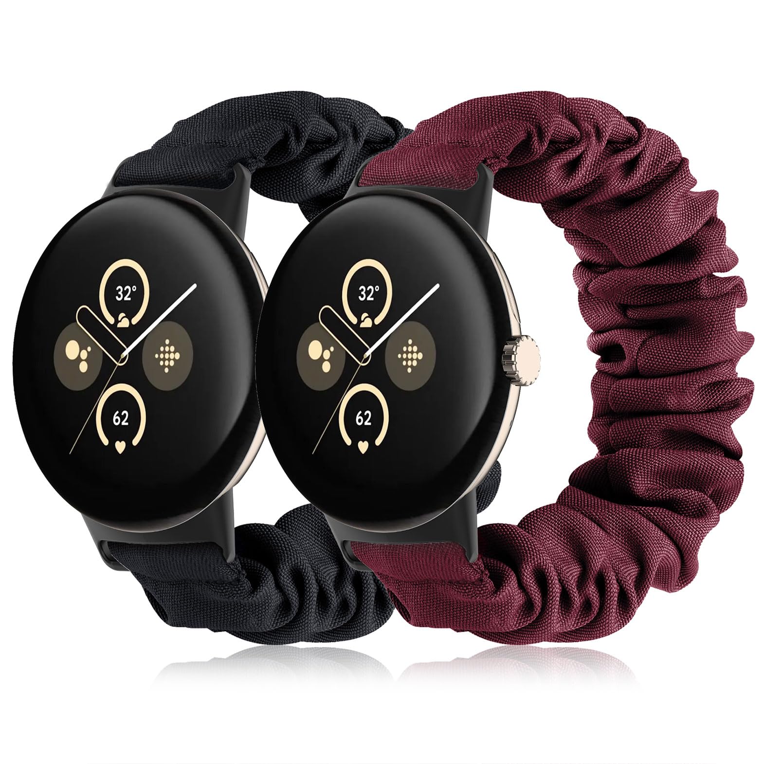 Tovimall Bands Compatible with Google Pixel Watch 3 41mm/Pixel Watch 2 /Pixel Watch BandElastic Fabric Watch BandScrunchie Strap Replacement Watch Bands For Women(2 Pack) - Renee Lane Company
