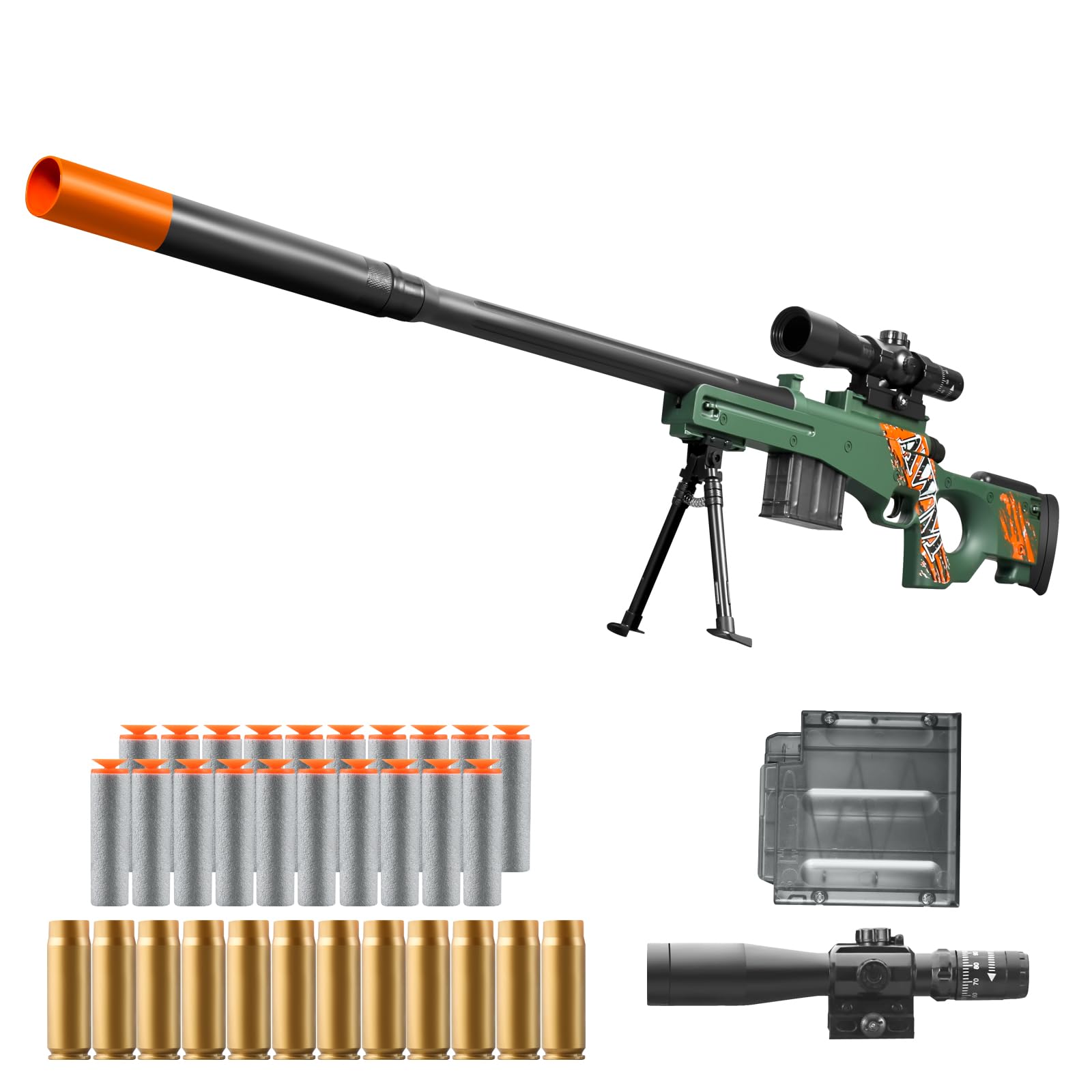 Toy Gun Dart Foam Pellet Blasters Shell ejecting Shotgun Cool Stuff Gifts for boy Age 8+ 9 10 11 12 Year Old Teen Adult Kid Shooting Game with Scope Soft Bullet Sniper Rifle (Green) - Renee Lane Company