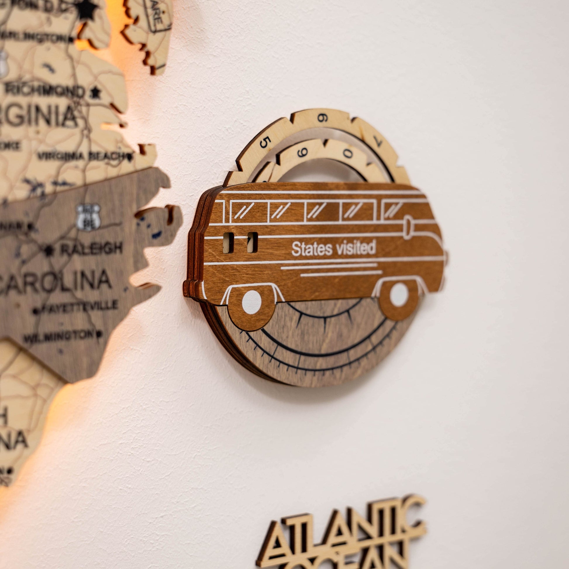 Travel Tracker 3D Wooden USA Map – Multicolor - Renee Lane Company