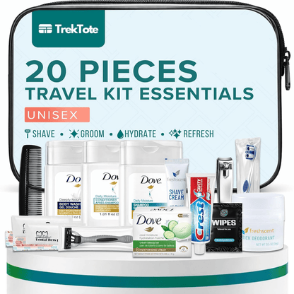 TrekTote 20-Piece Travel Hygiene Kit - Renee Lane Company