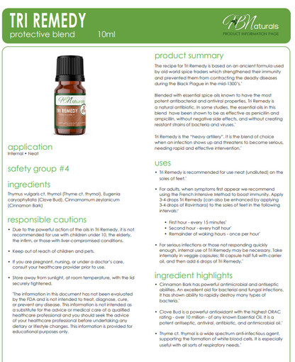 Tri Remedy Protective Essential Oil Blend - For Colds, Flu, Viruses - Renee Lane Company