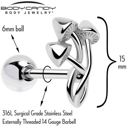 Trippy Mushroom Trio Barbell Tongue Ring - Renee Lane Company