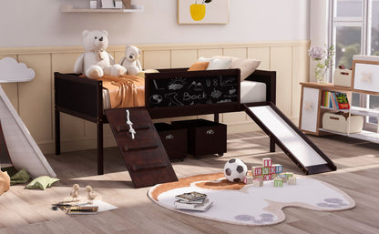 Twin size Loft Bed Wood Bed with Two Storage Boxes - Espresso ( old sku: LP000075AAP ) - Renee Lane Company