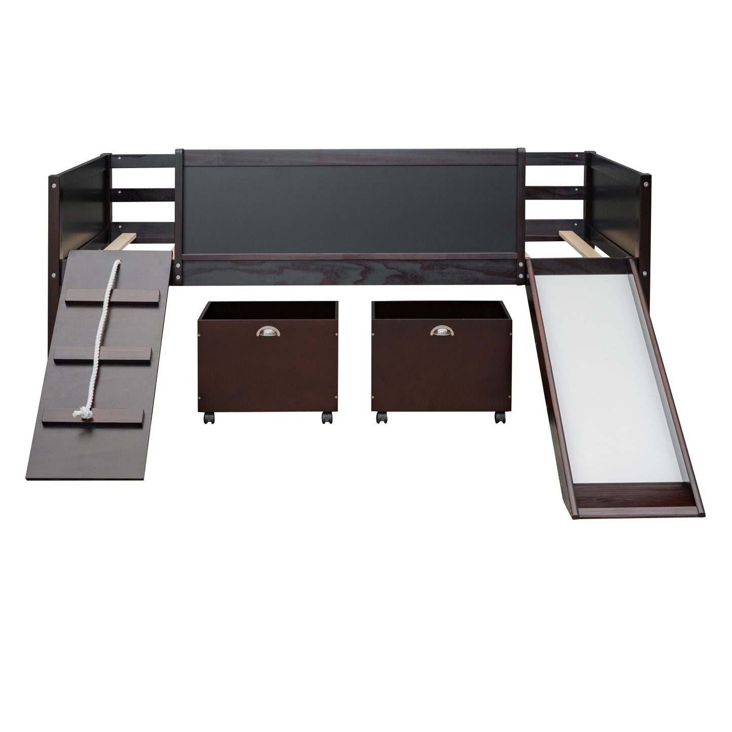 Twin size Loft Bed Wood Bed with Two Storage Boxes - Espresso ( old sku: LP000075AAP ) - Renee Lane Company