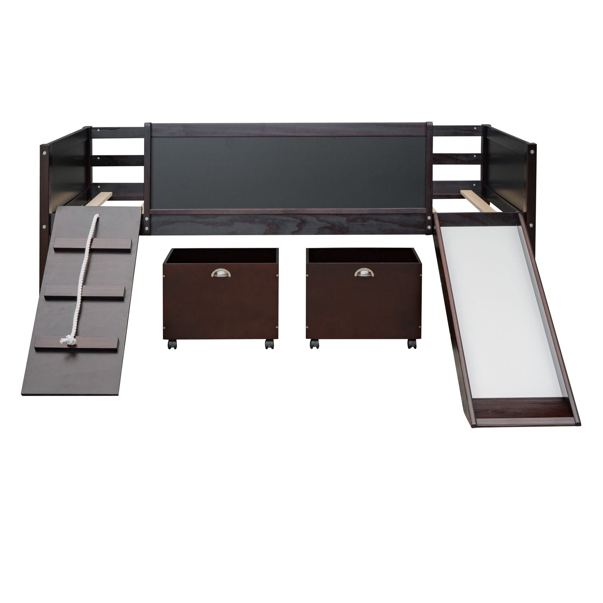 Twin size Loft Bed Wood Bed with Two Storage Boxes - Espresso ( old sku: LP000075AAP ) - Renee Lane Company
