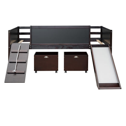 Twin size Loft Bed Wood Bed with Two Storage Boxes - Espresso ( old sku: LP000075AAP ) - Renee Lane Company