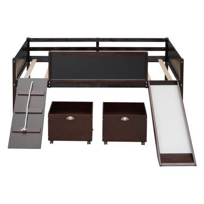 Twin size Loft Bed Wood Bed with Two Storage Boxes - Espresso ( old sku: LP000075AAP ) - Renee Lane Company