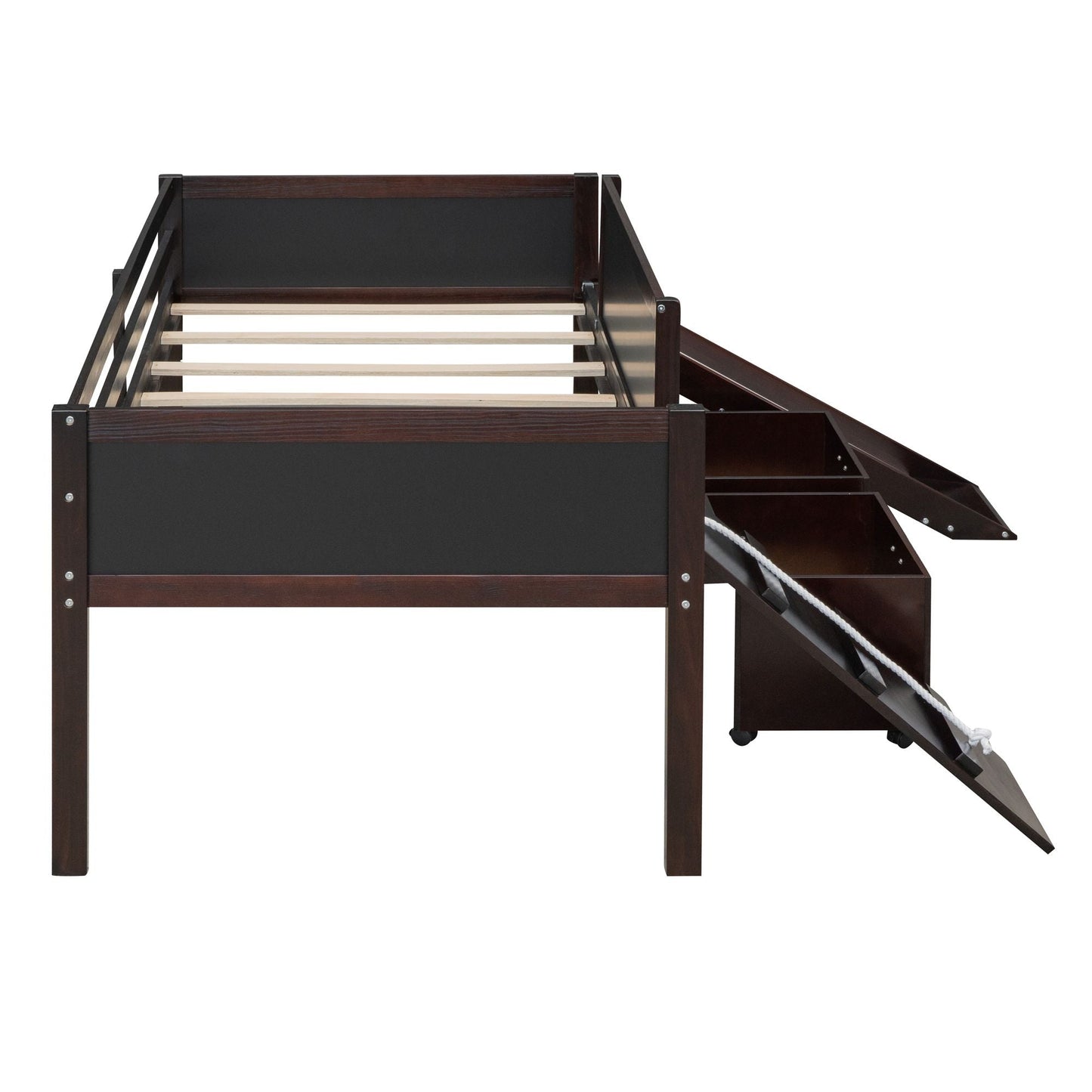 Twin size Loft Bed Wood Bed with Two Storage Boxes - Espresso ( old sku: LP000075AAP ) - Renee Lane Company