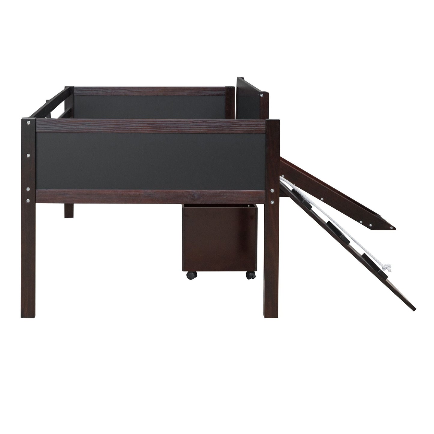 Twin size Loft Bed Wood Bed with Two Storage Boxes - Espresso ( old sku: LP000075AAP ) - Renee Lane Company