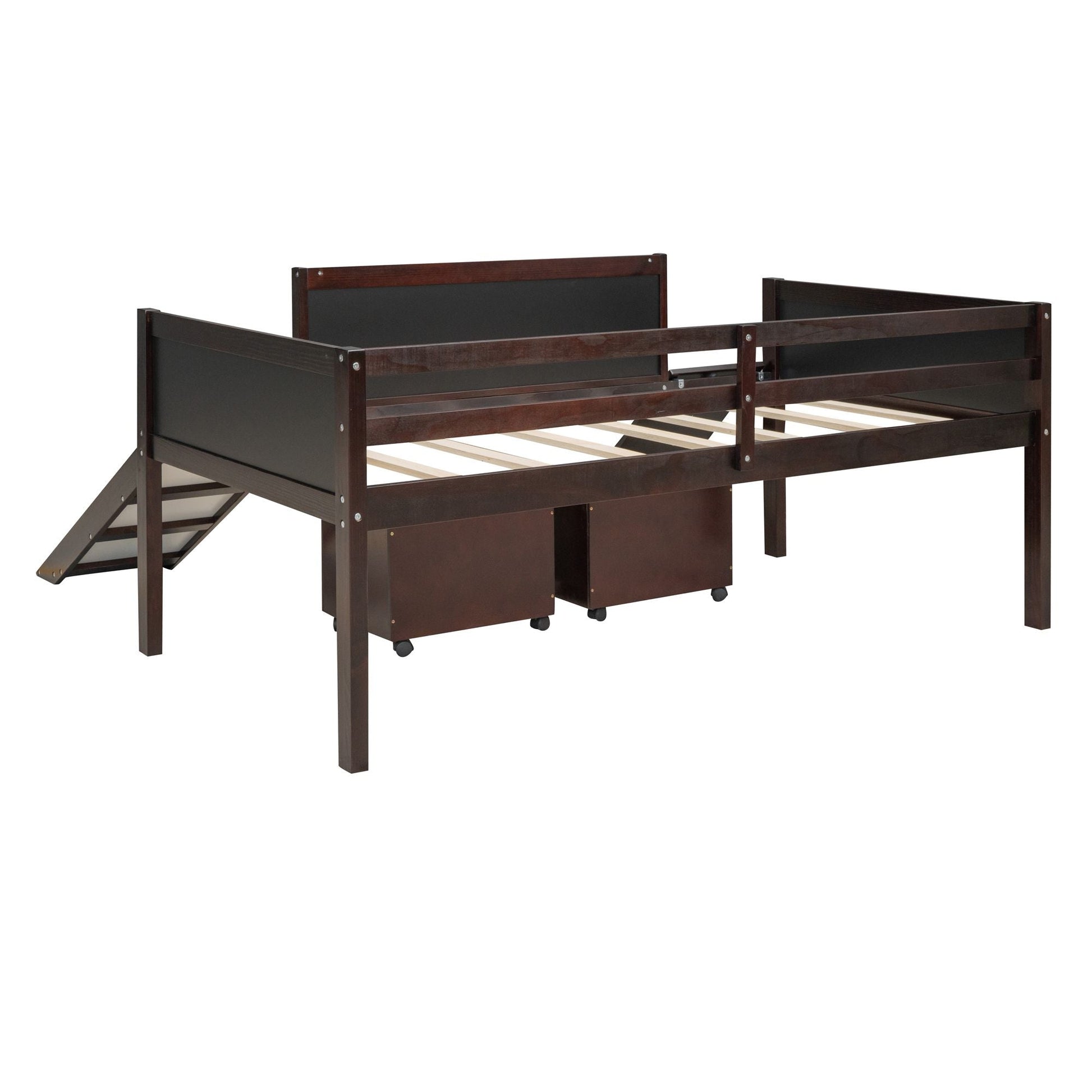 Twin size Loft Bed Wood Bed with Two Storage Boxes - Espresso ( old sku: LP000075AAP ) - Renee Lane Company