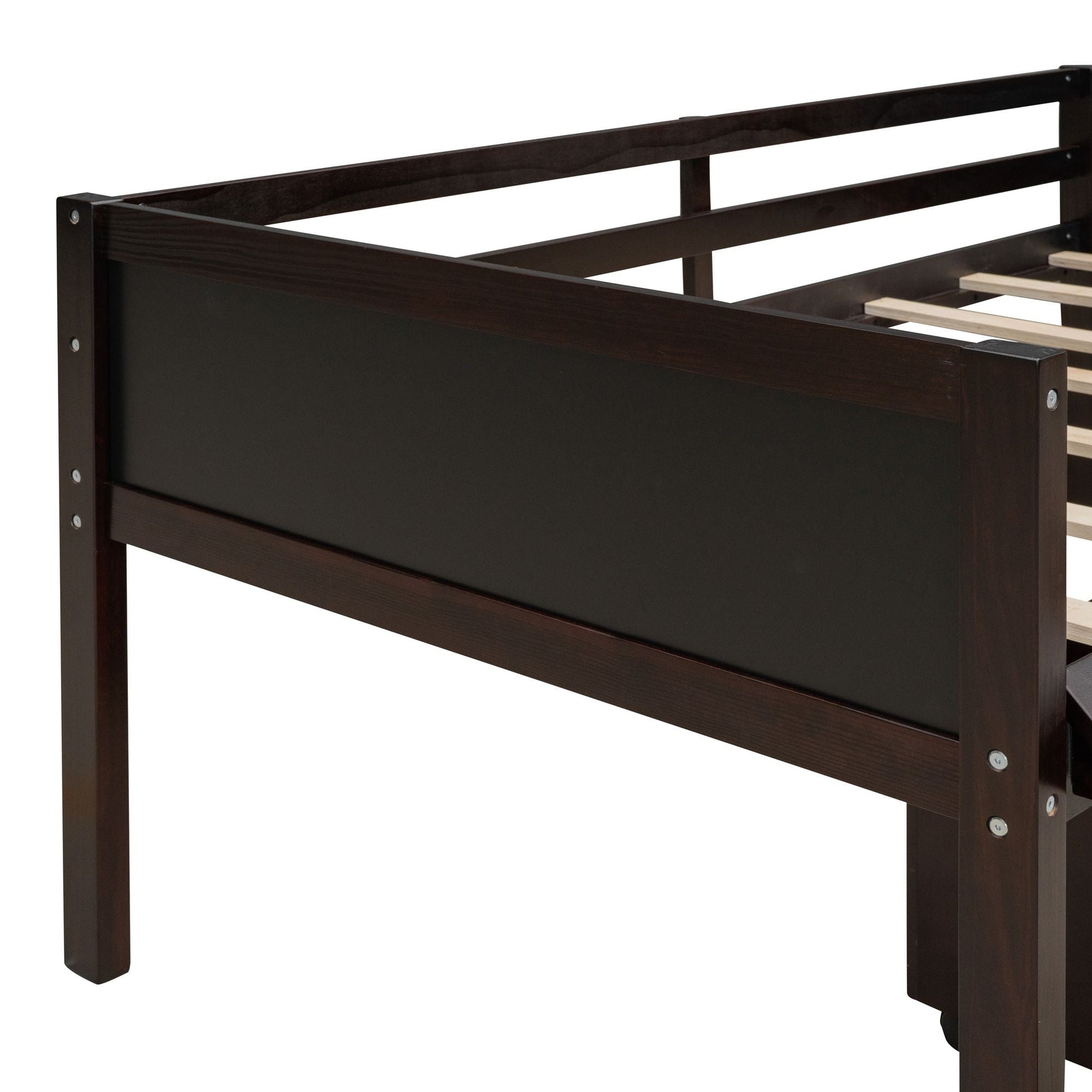Twin size Loft Bed Wood Bed with Two Storage Boxes - Espresso ( old sku: LP000075AAP ) - Renee Lane Company