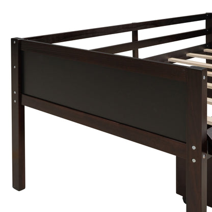 Twin size Loft Bed Wood Bed with Two Storage Boxes - Espresso ( old sku: LP000075AAP ) - Renee Lane Company