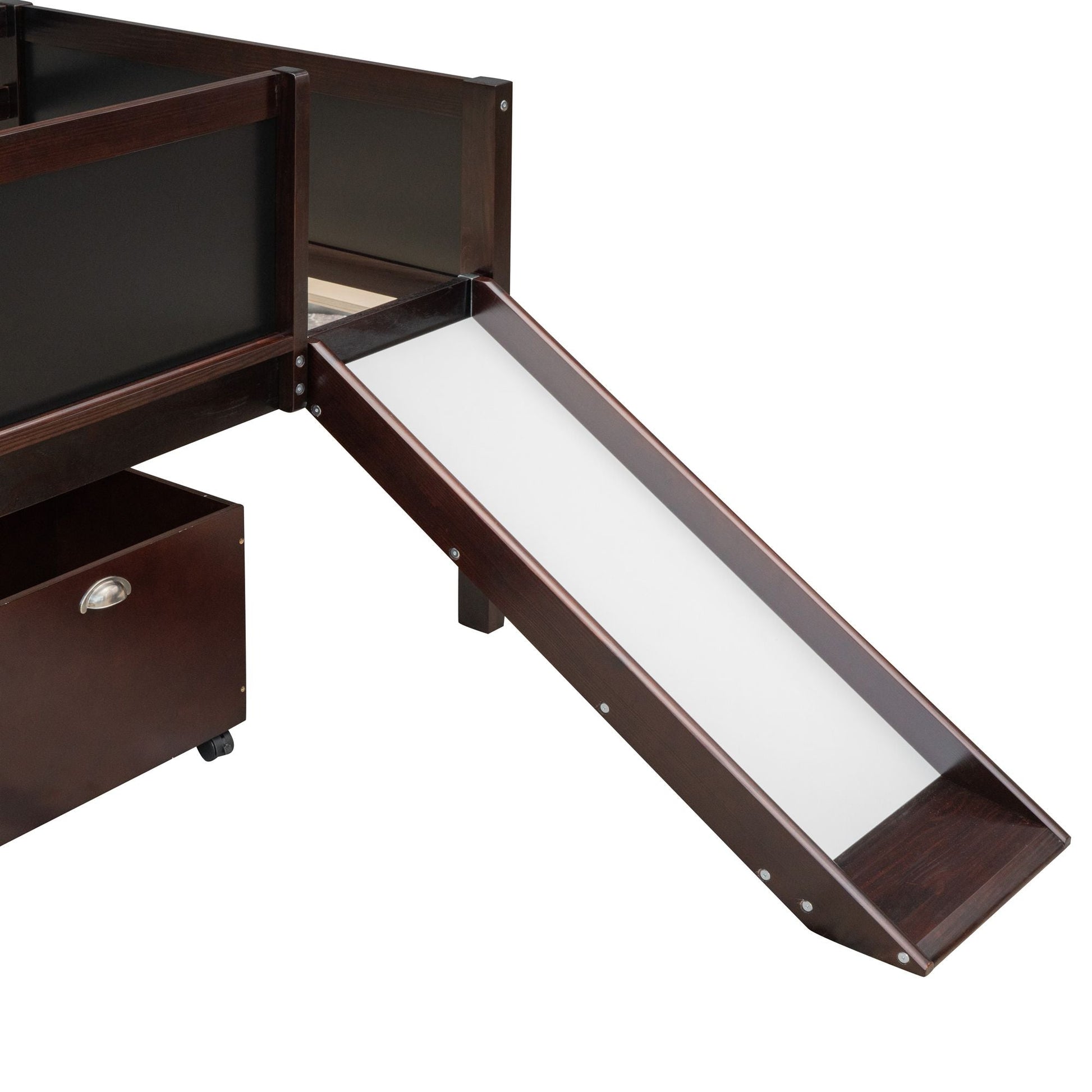 Twin size Loft Bed Wood Bed with Two Storage Boxes - Espresso ( old sku: LP000075AAP ) - Renee Lane Company