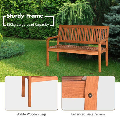Two Person Solid Wood Garden Bench with Curved Backrest and Wide Armrest - Renee Lane Company