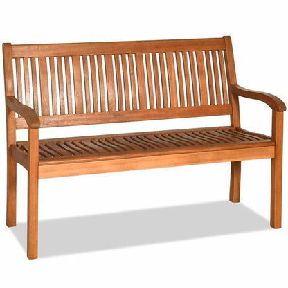 Two Person Solid Wood Garden Bench with Curved Backrest and Wide Armrest - Renee Lane Company