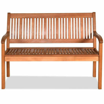 Two Person Solid Wood Garden Bench with Curved Backrest and Wide Armrest - Renee Lane Company