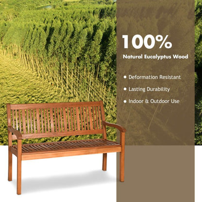 Two Person Solid Wood Garden Bench with Curved Backrest and Wide Armrest - Renee Lane Company