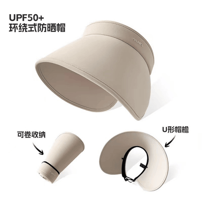 UPF50+ Wide Brim Sun Visor Hat - Rollable Foldable UV Protection Sun Hat, Adjustable Empty Top Sun Cap for Women, Outdoor Travel Beach Hiking Headwear - Renee Lane Company