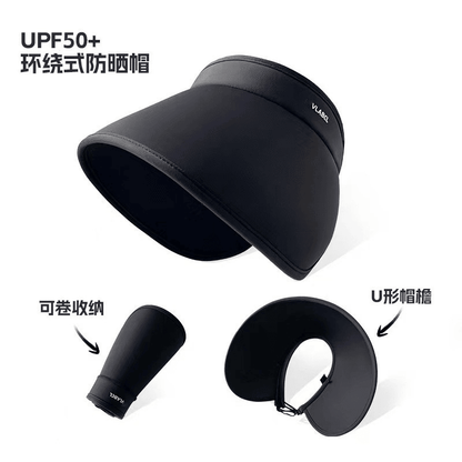 UPF50+ Wide Brim Sun Visor Hat - Rollable Foldable UV Protection Sun Hat, Adjustable Empty Top Sun Cap for Women, Outdoor Travel Beach Hiking Headwear - Renee Lane Company