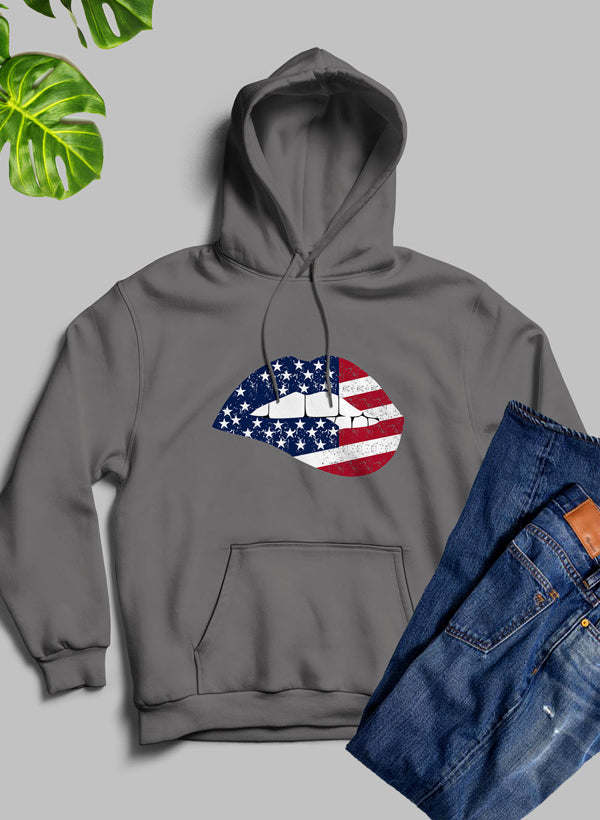 USA FLAG LIPS American Flag Lips Hoodie - Renee Lane Company