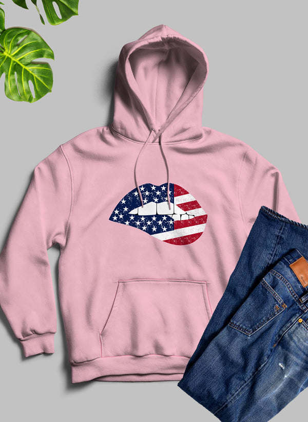 USA FLAG LIPS American Flag Lips Hoodie - Renee Lane Company