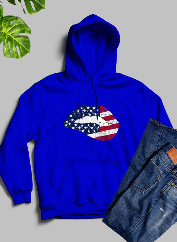 USA FLAG LIPS American Flag Lips Hoodie - Renee Lane Company