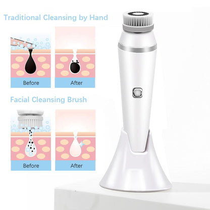 USB Rechargeable 4-in-1 Facial Cleansing Brush with 3 Speeds for Exfoliation and Massage - Deeply Cleanses and Refines Skin for a Smooth, Radiant Complexion - Renee Lane Company