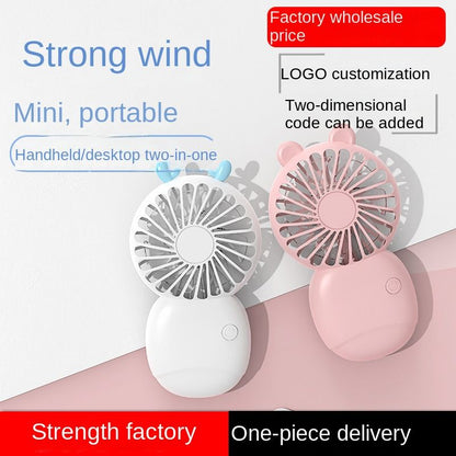 USB mini fan cartoon handheld fan portable desktop charging home electric fan gift - Renee Lane Company