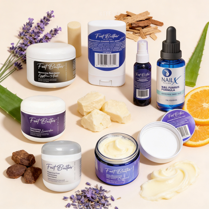 Ultimate Foot & Body Care Bundle – Foot Butter Creams, Body Butter, Heel Balm, Cooling Spray, Nail Repair & Bath Soap - Renee Lane Company
