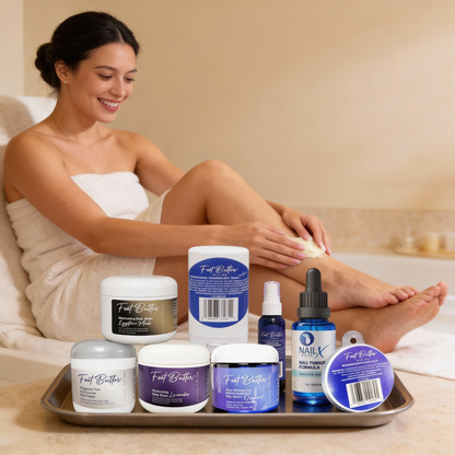 Ultimate Foot & Body Care Bundle – Foot Butter Creams, Body Butter, Heel Balm, Cooling Spray, Nail Repair & Bath Soap - Renee Lane Company