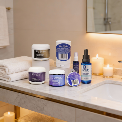 Ultimate Foot & Body Care Bundle – Foot Butter Creams, Body Butter, Heel Balm, Cooling Spray, Nail Repair & Bath Soap - Renee Lane Company