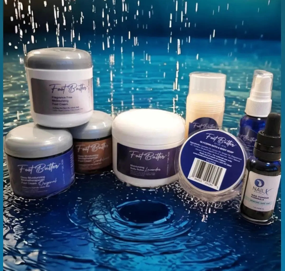 Ultimate Foot & Body Care Bundle – Foot Butter Creams, Body Butter, Heel Balm, Cooling Spray, Nail Repair & Bath Soap - Renee Lane Company