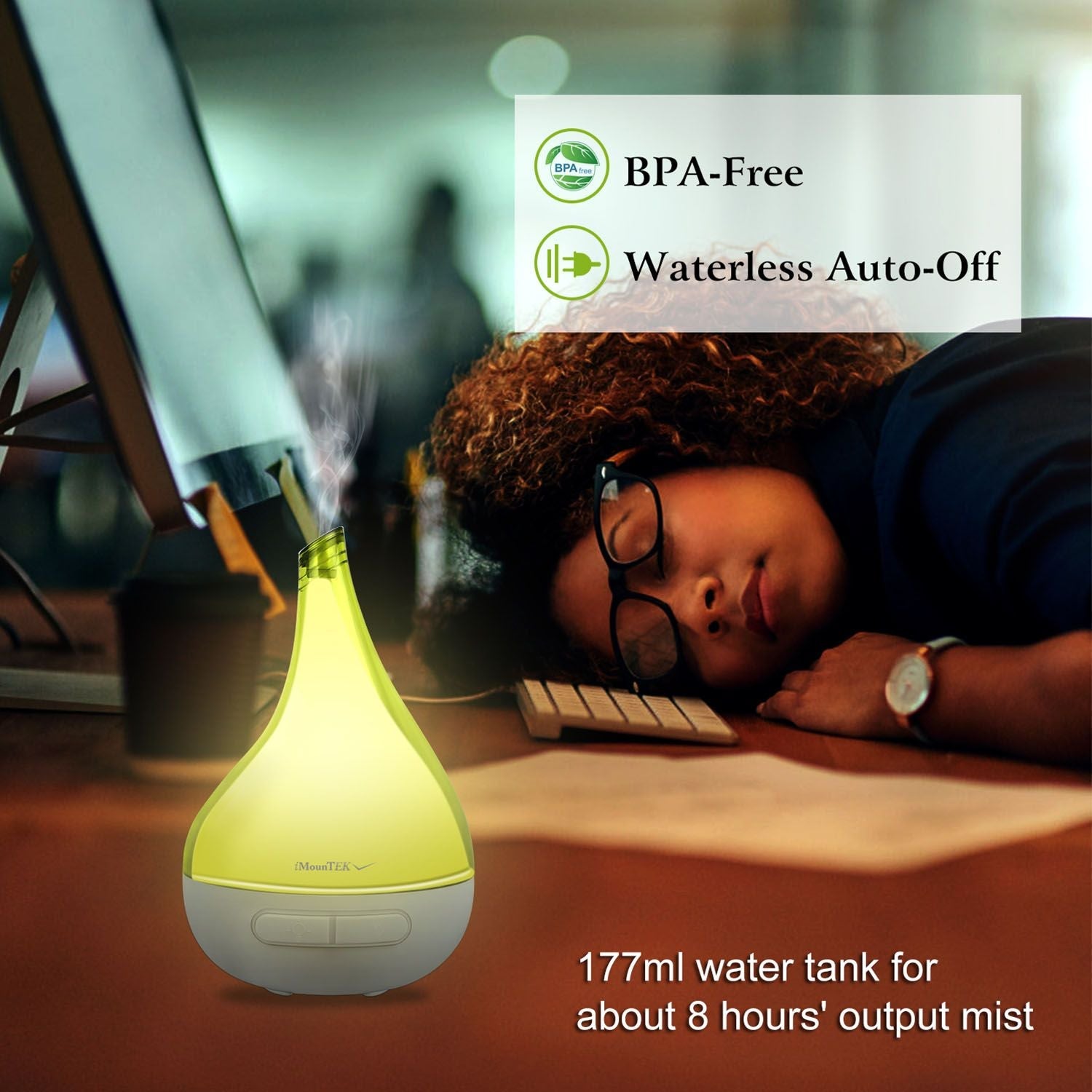 Ultrasonic Cool Mist Humidifier Aroma Essential Oil Diffuser Drop-shaped for Home Office Spa Yoga Room Relax - Renee Lane Company