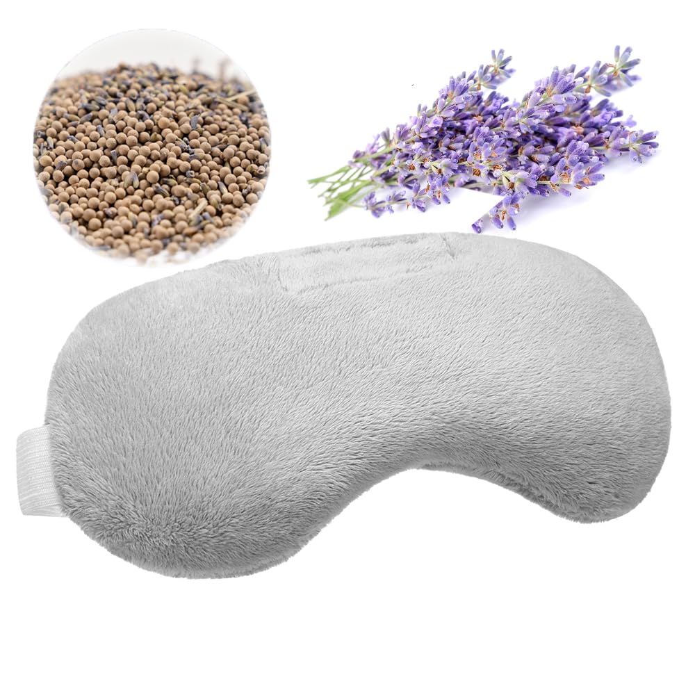 Umisleep Lavender Eye Mask Aromatherapy Weighted Sleep Mask for Dry Eyes Men Women Microwave Heated Hot Therapy Eye Cover Moist Compression Pain Relief Eye Pillow for Puffy Eyes Sinus Pain Grey - Renee Lane Company