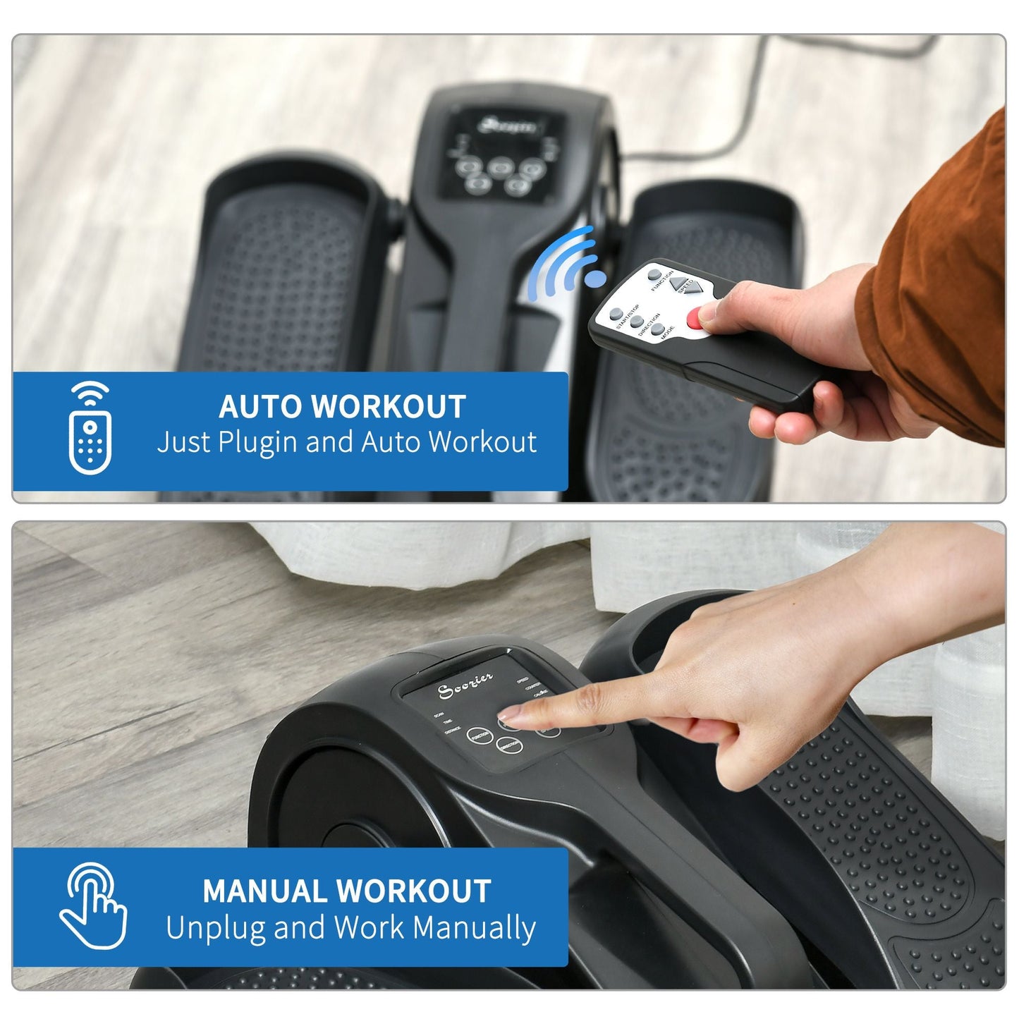 Under Desk Elliptical Foot Pedal Exerciser with Adjustable Speed Remote LCD - Renee Lane Company