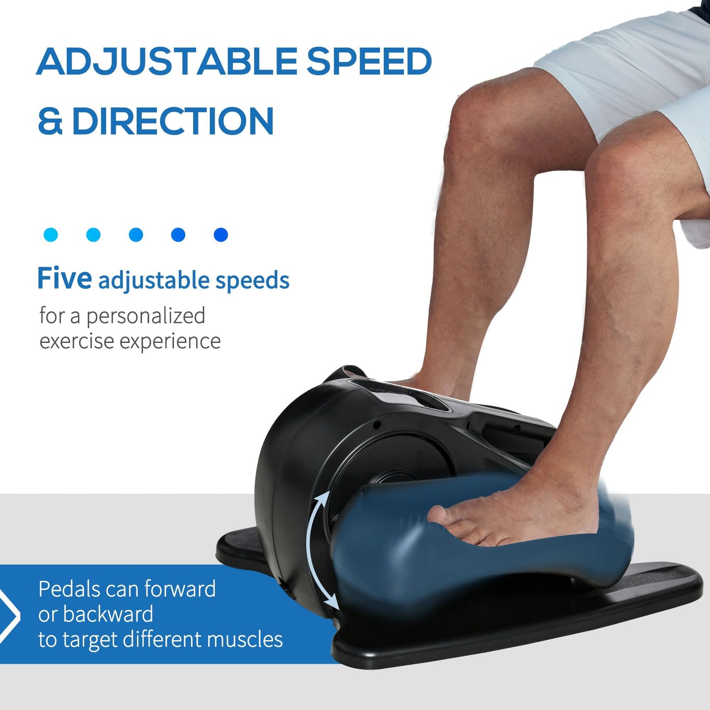 Under Desk Elliptical Foot Pedal Exerciser with Adjustable Speed Remote LCD - Renee Lane Company